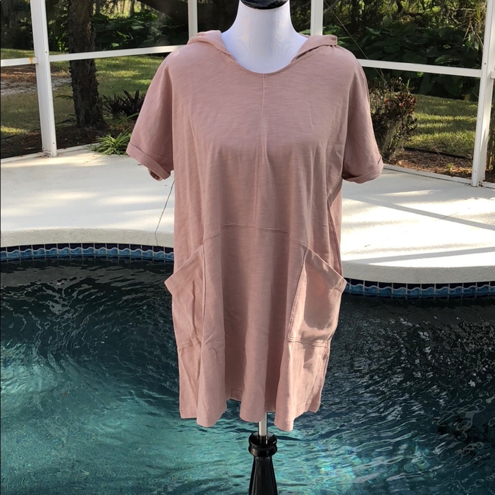 💗Comfy Casual Mauve Slub Knit Pocket Hoodie. SML - Picture 4 of 7